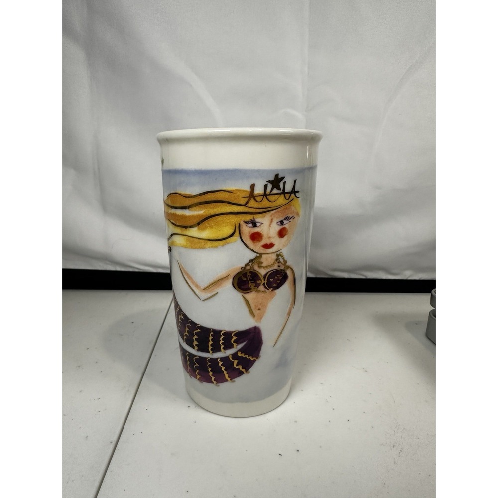 Starbucks 12 oz Mermaid Tumbler Mug Seahorse Ocean Art Coffee Cup No Lid